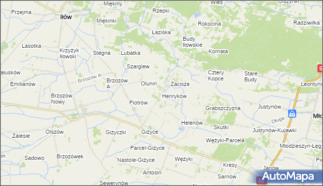 mapa Henryków gmina Iłów, Henryków gmina Iłów na mapie Targeo