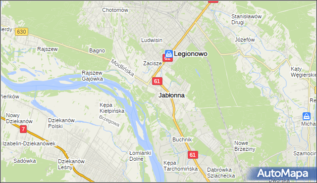 mapa Jabłonna powiat legionowski, Jabłonna powiat legionowski na mapie Targeo