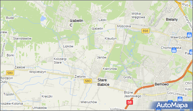 mapa Janów gmina Stare Babice, Janów gmina Stare Babice na mapie Targeo