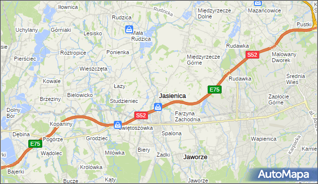 mapa Jasienica powiat bielski, Jasienica powiat bielski na mapie Targeo