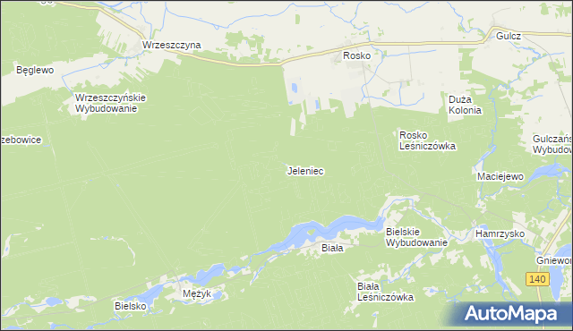 mapa Jeleniec gmina Wieleń, Jeleniec gmina Wieleń na mapie Targeo