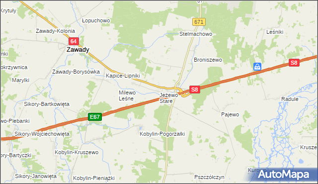 mapa Jeżewo Stare, Jeżewo Stare na mapie Targeo