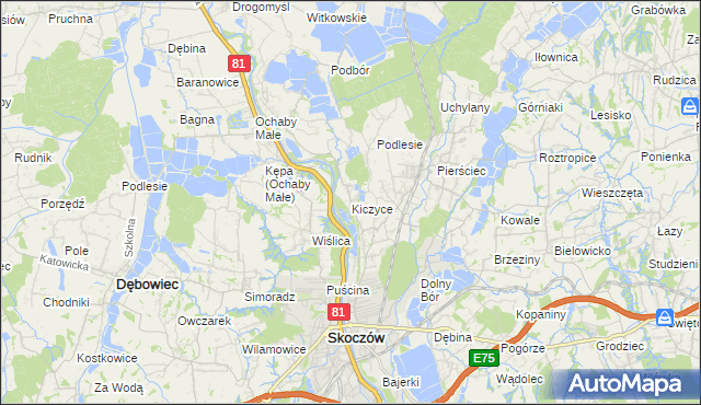 mapa Kiczyce, Kiczyce na mapie Targeo