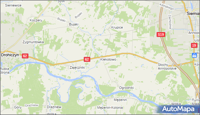 mapa Klekotowo gmina Siemiatycze, Klekotowo gmina Siemiatycze na mapie Targeo