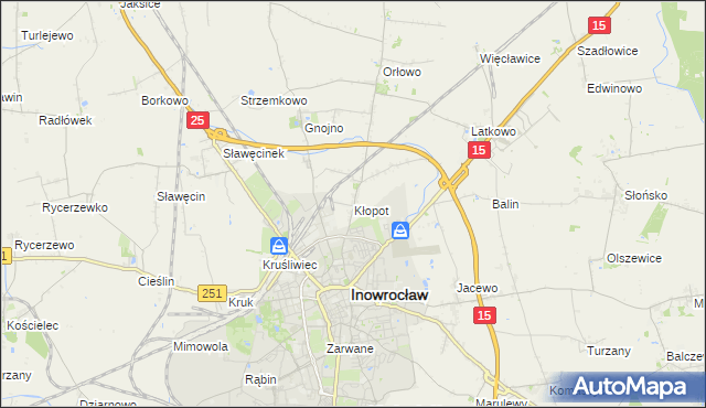 mapa Kłopot gmina Inowrocław, Kłopot gmina Inowrocław na mapie Targeo