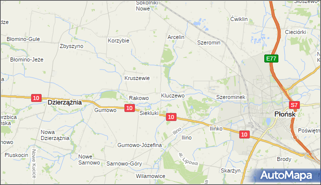 mapa Kluczewo gmina Płońsk, Kluczewo gmina Płońsk na mapie Targeo