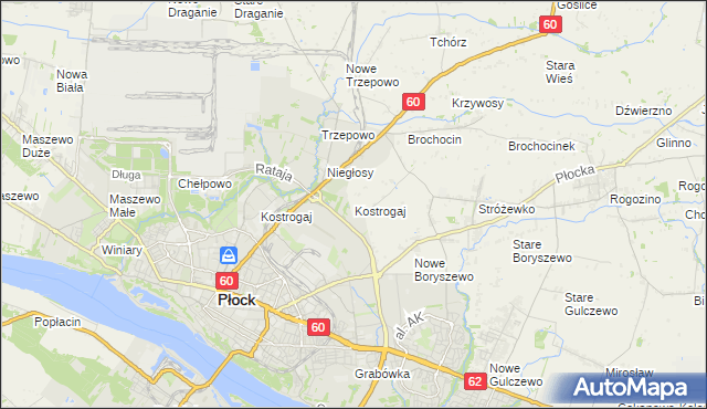 mapa Kostrogaj, Kostrogaj na mapie Targeo