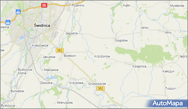 mapa Krzczonów gmina Świdnica, Krzczonów gmina Świdnica na mapie Targeo