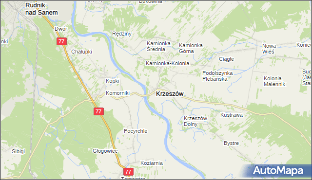 mapa Krzeszów powiat niżański, Krzeszów powiat niżański na mapie Targeo