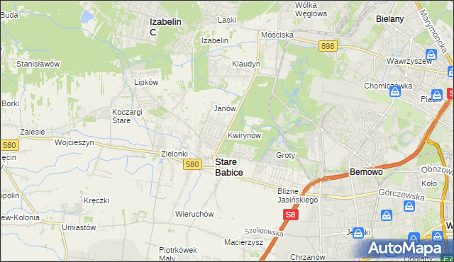 mapa Kwirynów gmina Stare Babice, Kwirynów gmina Stare Babice na mapie Targeo