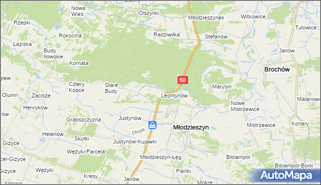 mapa Leontynów, Leontynów na mapie Targeo