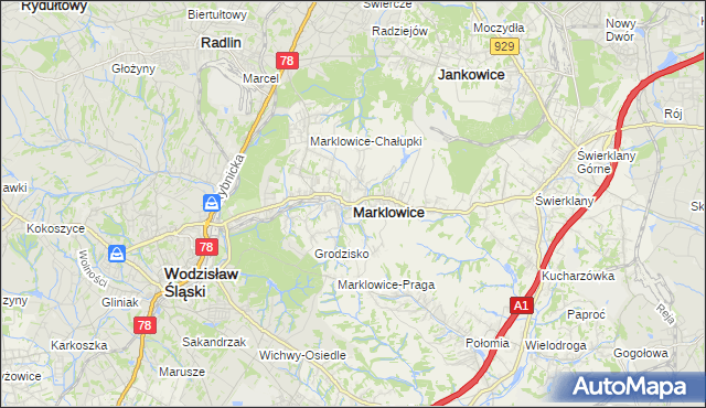 mapa Marklowice, Marklowice na mapie Targeo