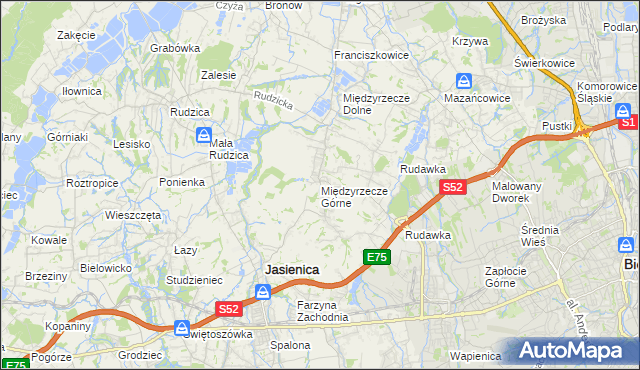 mapa Międzyrzecze Górne, Międzyrzecze Górne na mapie Targeo