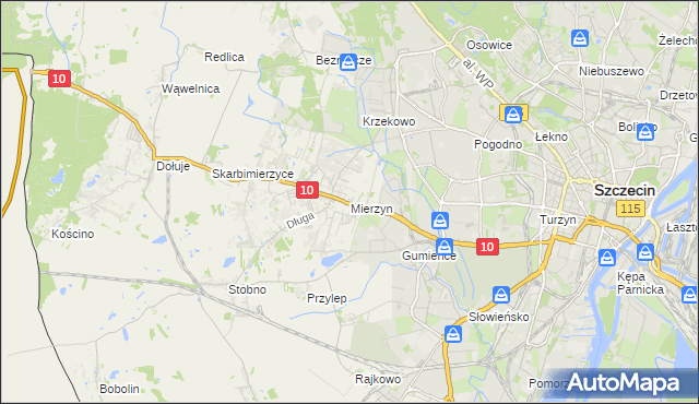 mapa Mierzyn gmina Dobra (Szczecińska), Mierzyn gmina Dobra (Szczecińska) na mapie Targeo