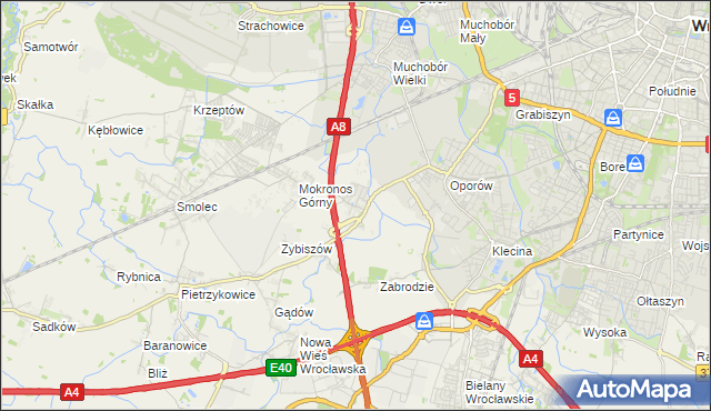 mapa Mokronos Dolny, Mokronos Dolny na mapie Targeo