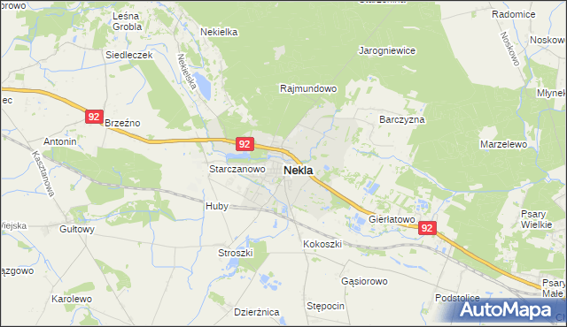 mapa Nekla powiat wrzesiński, Nekla powiat wrzesiński na mapie Targeo