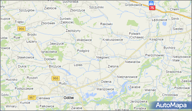 mapa Niegowić, Niegowić na mapie Targeo