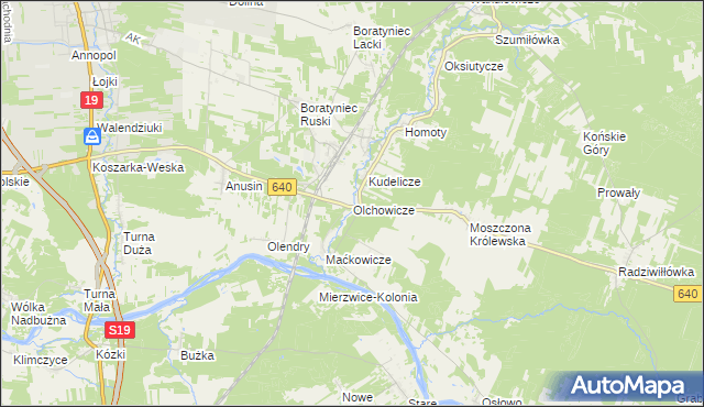 mapa Olchowicze, Olchowicze na mapie Targeo