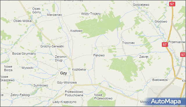 mapa Pękowo, Pękowo na mapie Targeo