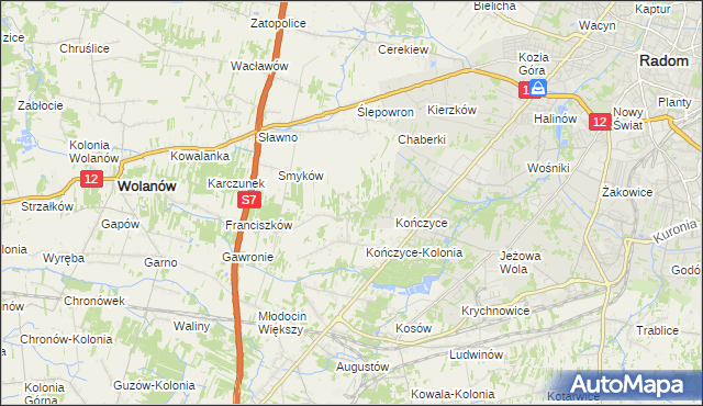 mapa Podkończyce, Podkończyce na mapie Targeo