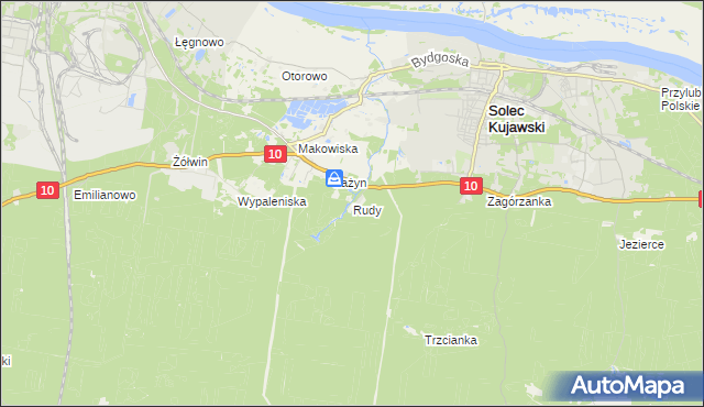 mapa Rudy gmina Solec Kujawski, Rudy gmina Solec Kujawski na mapie Targeo