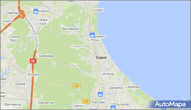 mapa Sopotu, Sopot na mapie Targeo