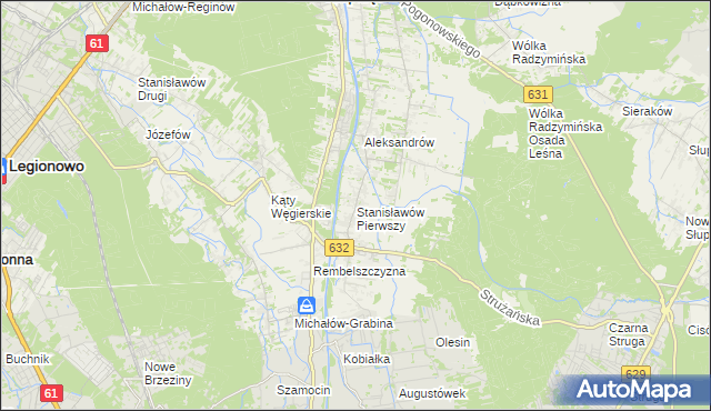 mapa Stanisławów Pierwszy gmina Nieporęt, Stanisławów Pierwszy gmina Nieporęt na mapie Targeo