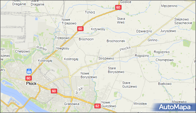 mapa Stróżewko gmina Radzanowo, Stróżewko gmina Radzanowo na mapie Targeo