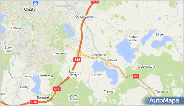 mapa Szczęsne gmina Purda, Szczęsne gmina Purda na mapie Targeo