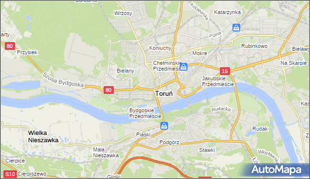 mapa Torunia, Toruń na mapie Targeo