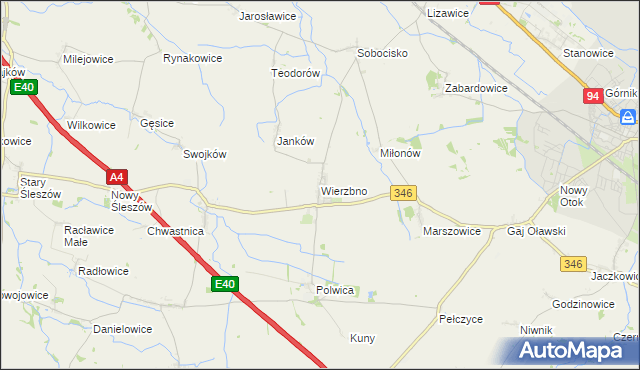 mapa Wierzbno gmina Domaniów, Wierzbno gmina Domaniów na mapie Targeo