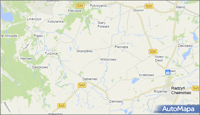 mapa Wiktorowo gmina Gruta, Wiktorowo gmina Gruta na mapie Targeo