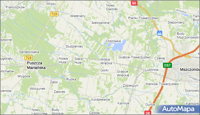 mapa Wólka Wręcka, Wólka Wręcka na mapie Targeo