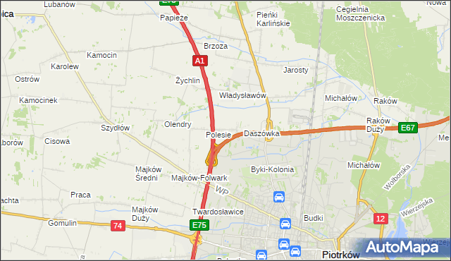 mapa Bąkowiec gmina Grabica, Bąkowiec gmina Grabica na mapie Targeo