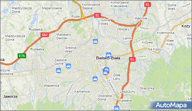 mapa Bielsko-Białej, Bielsko-Biała na mapie Targeo