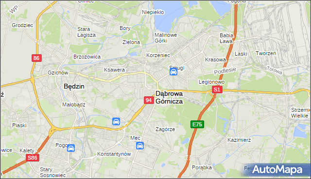 mapa Dąbrowa Górnicza, Dąbrowa Górnicza na mapie Targeo