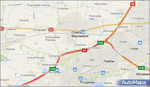 mapa Duchnice, Duchnice na mapie Targeo