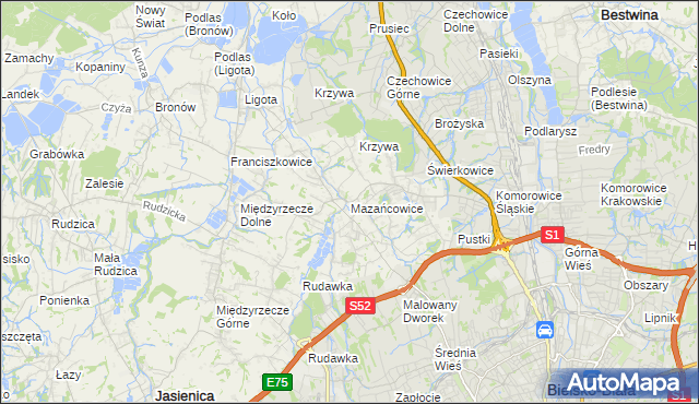 mapa Mazańcowice, Mazańcowice na mapie Targeo