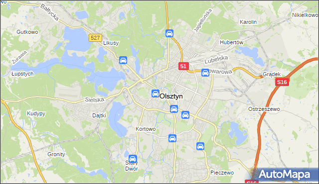 mapa Olsztyna, Olsztyn na mapie Targeo