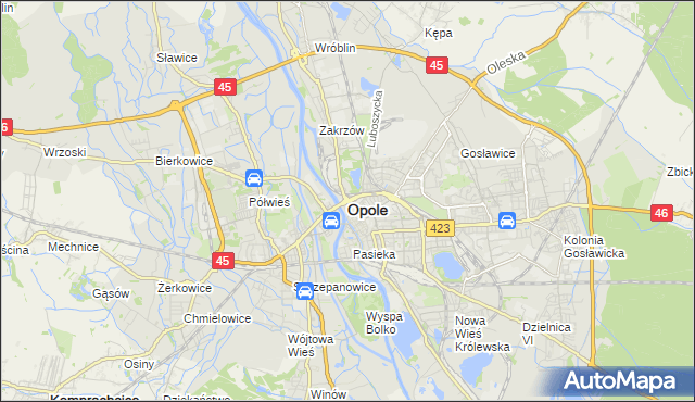 mapa Opola, Opole na mapie Targeo