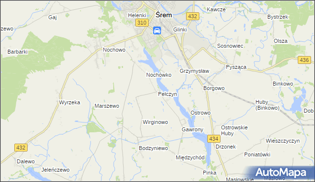 mapa Pełczyn gmina Śrem, Pełczyn gmina Śrem na mapie Targeo