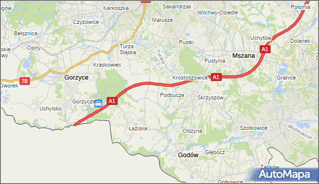 mapa Podbucze gmina Godów, Podbucze gmina Godów na mapie Targeo