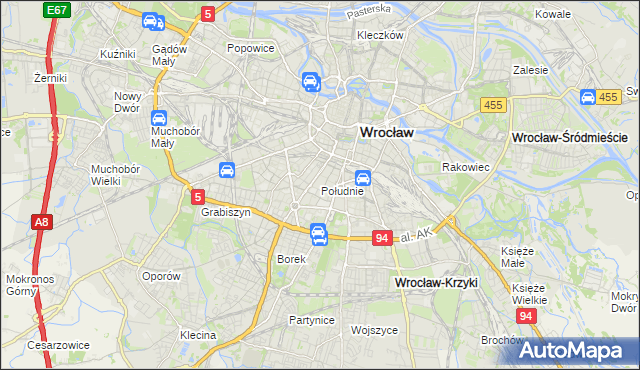 mapa Południe, Południe na mapie Targeo