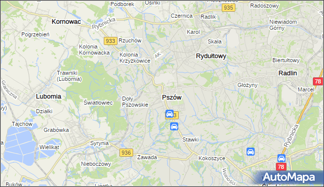 mapa Pszów, Pszów na mapie Targeo
