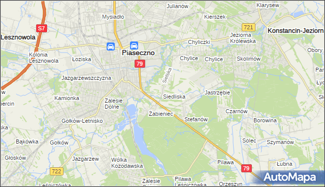 mapa Siedliska gmina Piaseczno, Siedliska gmina Piaseczno na mapie Targeo