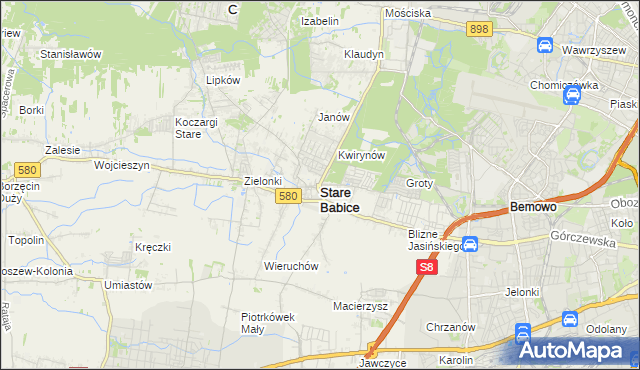 mapa Stare Babice, Stare Babice na mapie Targeo