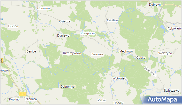 mapa Zielonka gmina Golczewo, Zielonka gmina Golczewo na mapie Targeo