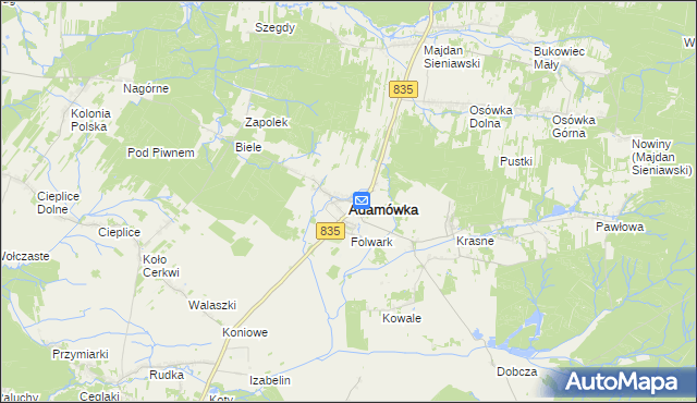 mapa Adamówka powiat przeworski, Adamówka powiat przeworski na mapie Targeo