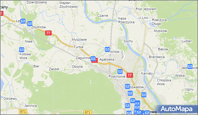 mapa Agatówka gmina Zaleszany, Agatówka gmina Zaleszany na mapie Targeo