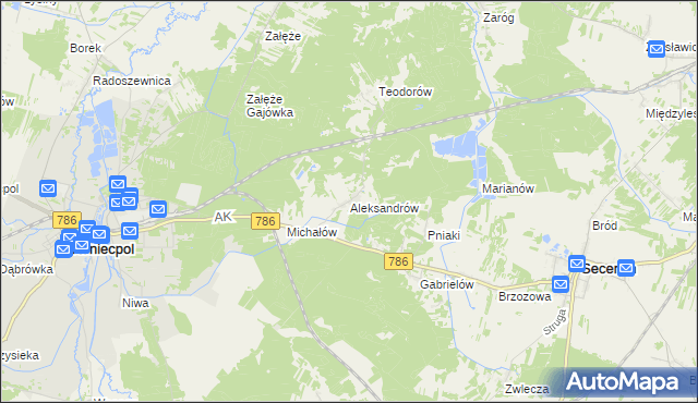 mapa Aleksandrów gmina Koniecpol, Aleksandrów gmina Koniecpol na mapie Targeo